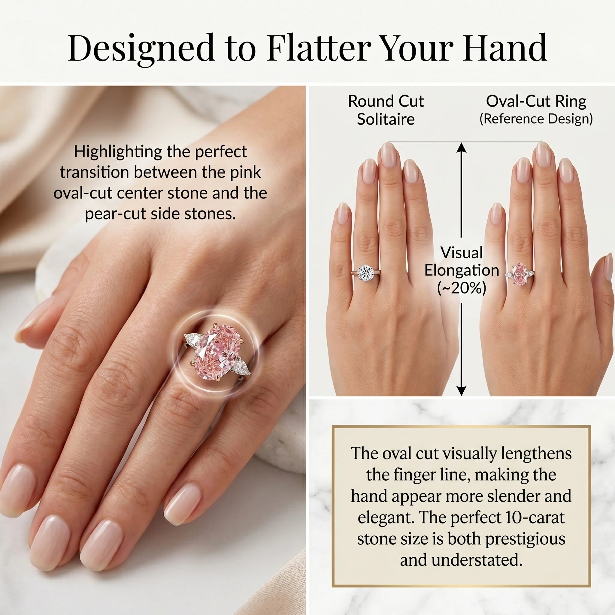 🚨 90% OFF TODAY: The "Rosalie" Handcrafted Statement Ring: Platinum-Plated Finger-Slimming Design | 10ct Pink Diamond Alternative