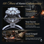 🚨 90% OFF TODAY: The "Eternal Bloom" Hand-Forged 7-Carat Brilliant Round Cut Ring with Hidden Heart Halo
