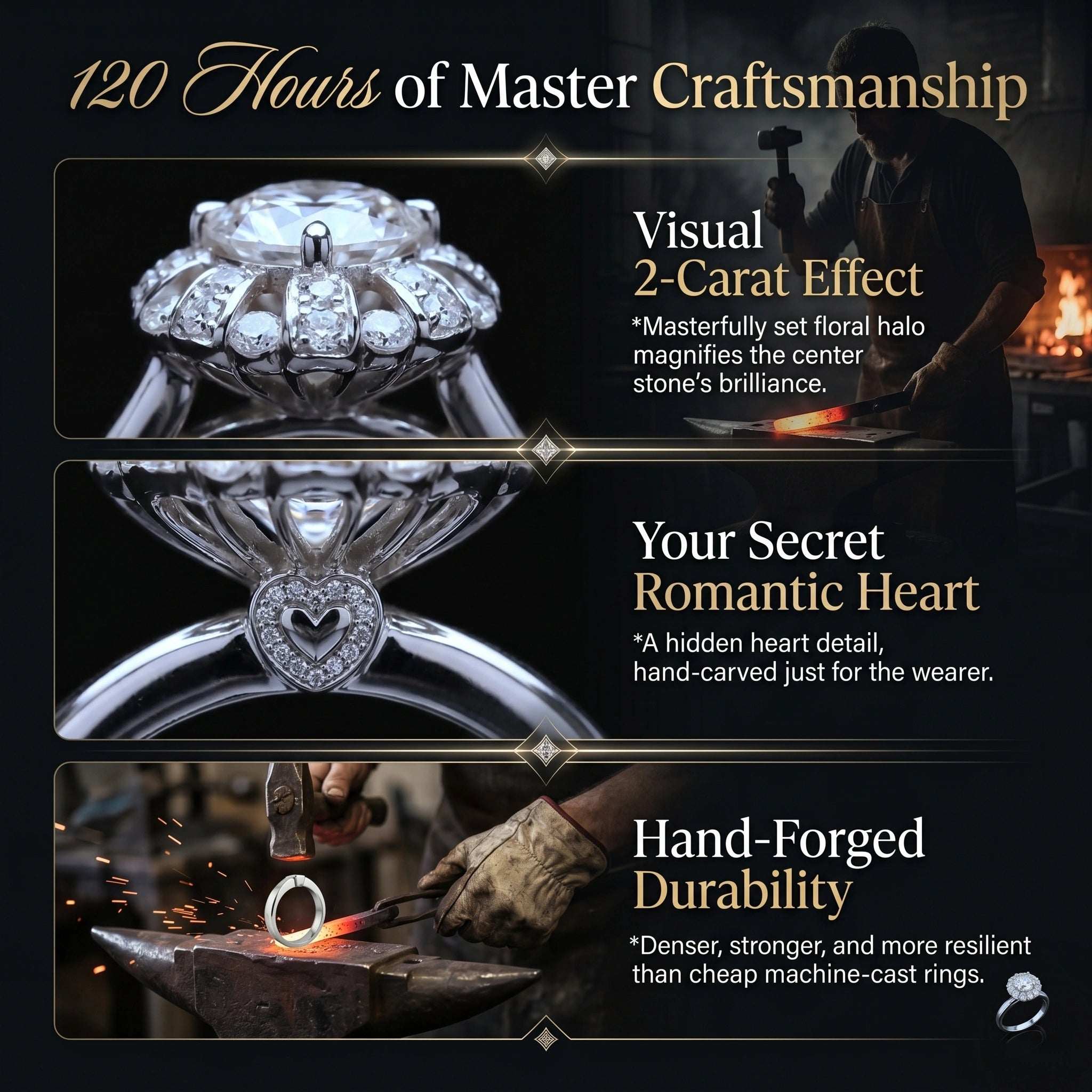 🚨 90% OFF TODAY: The "Eternal Bloom" Hand-Forged 7-Carat Brilliant Round Cut Ring with Hidden Heart Halo