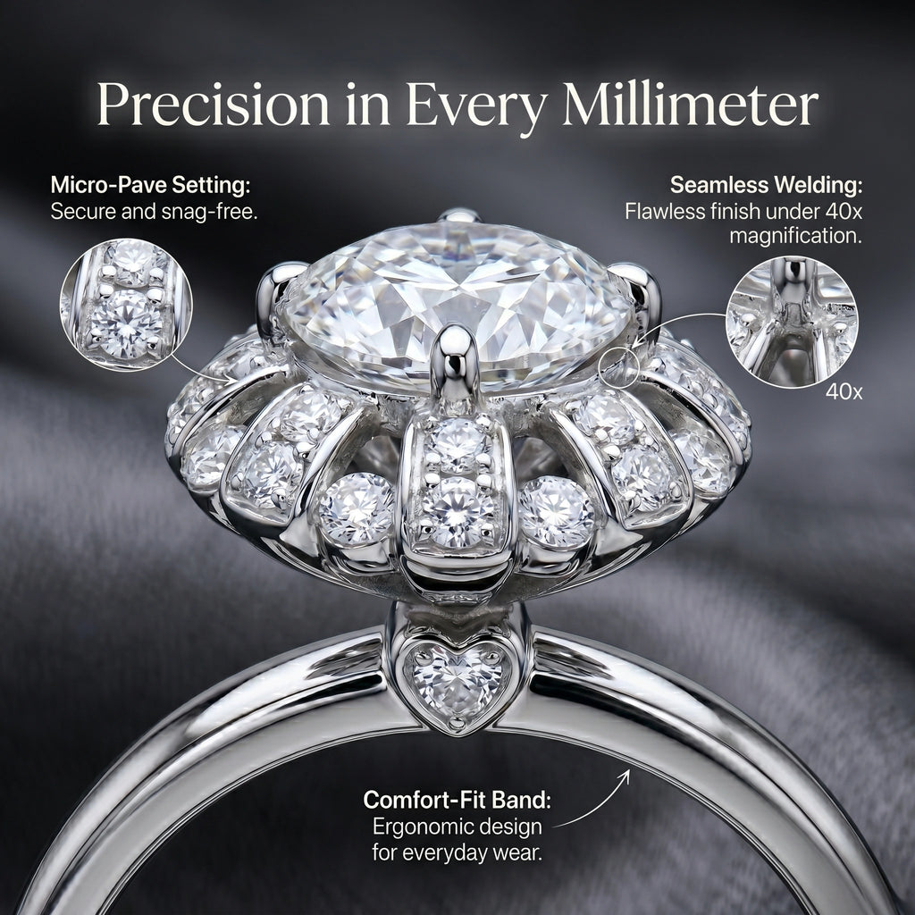🚨 90% OFF TODAY: The "Eternal Bloom" Hand-Forged 7-Carat Brilliant Round Cut Ring with Hidden Heart Halo