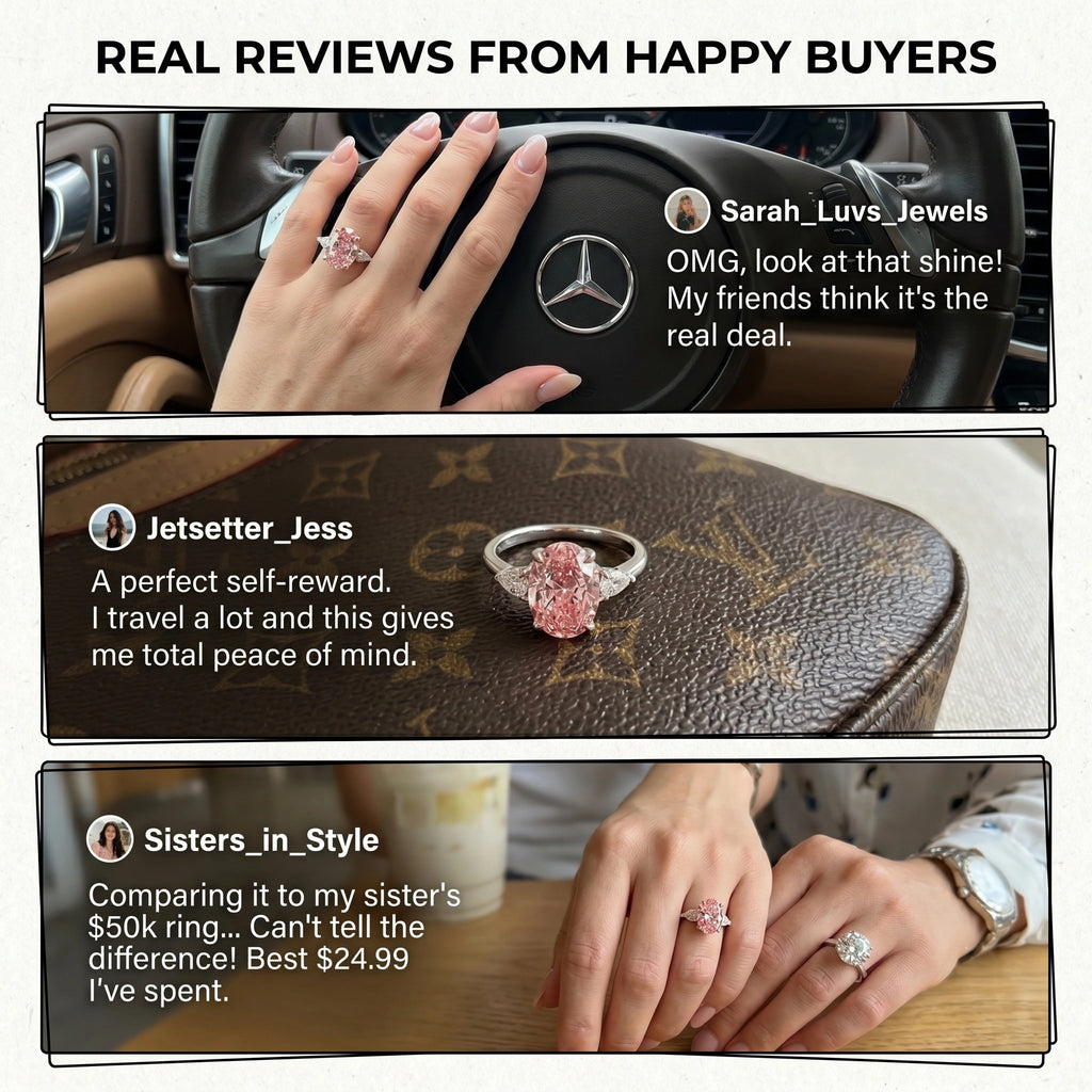 🚨 90% OFF TODAY: The "Rosalie" Handcrafted Statement Ring: Platinum-Plated Finger-Slimming Design | 10ct Pink Diamond Alternative