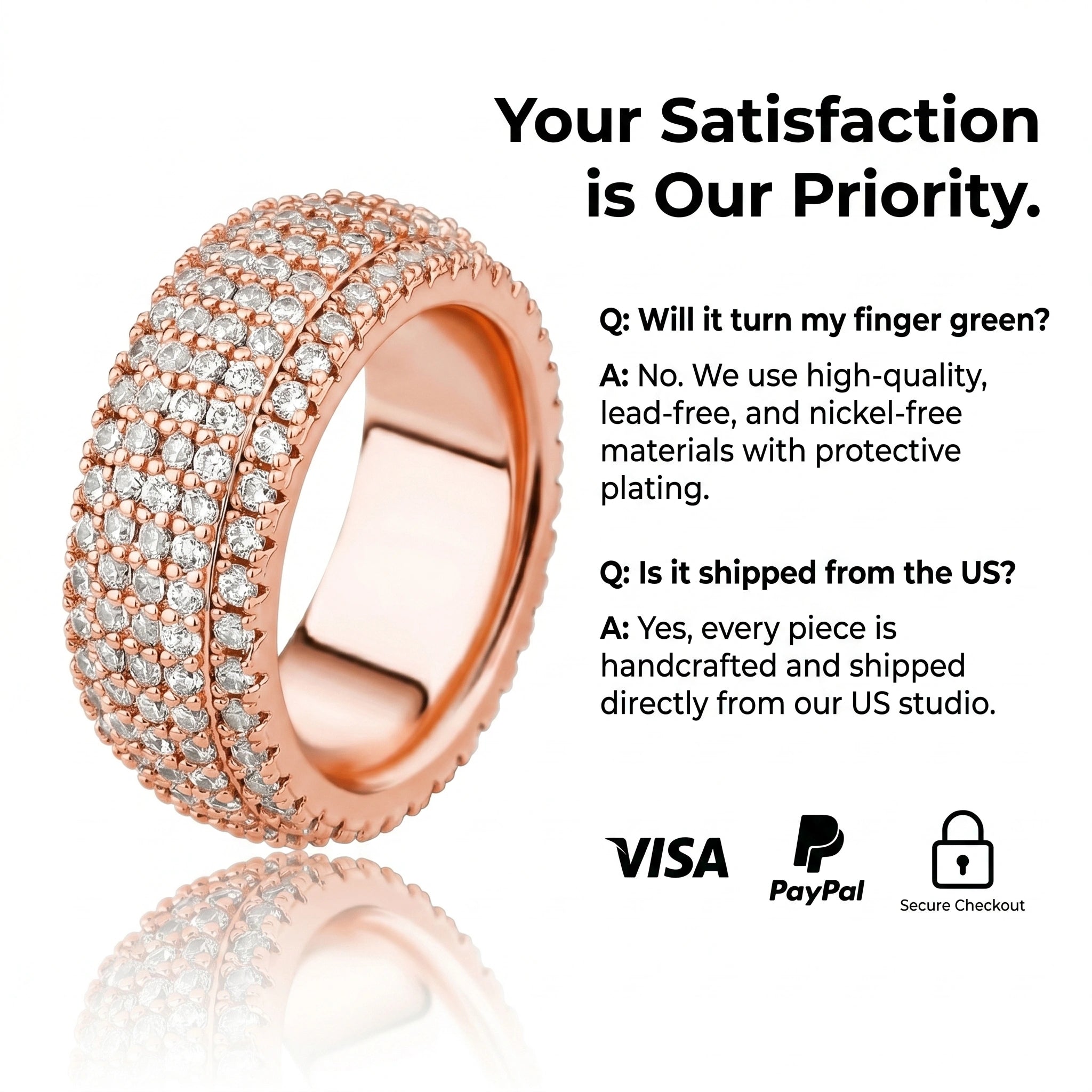 🚨 90% OFF TODAY: The "Aurelia" Handcrafted Statement Ring: 18K Rose Gold Finger-Slimming Wide Band | 360° Micro-Pavé Brilliance
