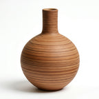 Rustic Striped Round Ceramic Vase