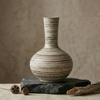 Striped Neck Ceramic Decorative Vase