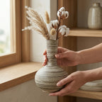 Striped Neck Ceramic Decorative Vase