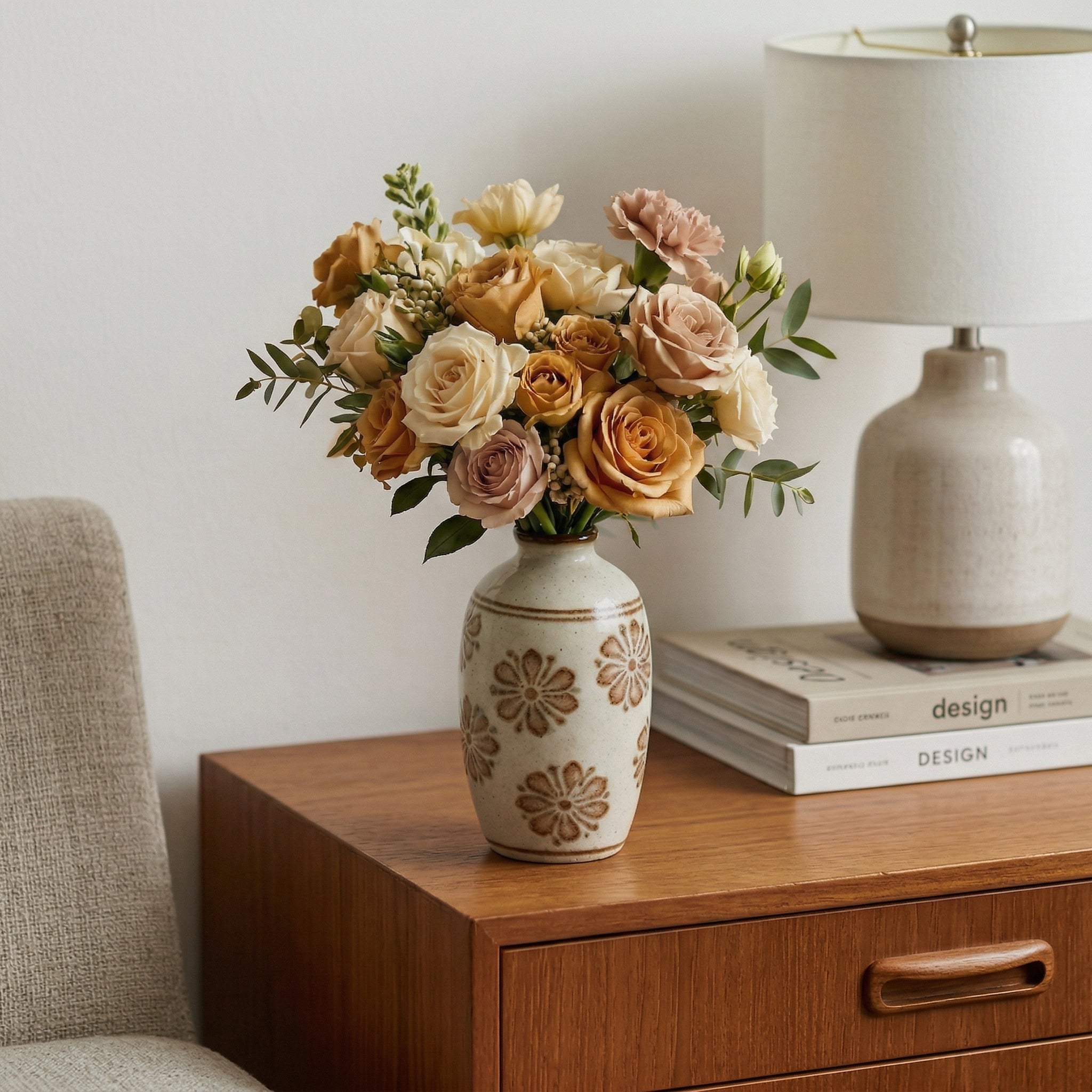 Vintage Floral Ceramic Decorative Vase