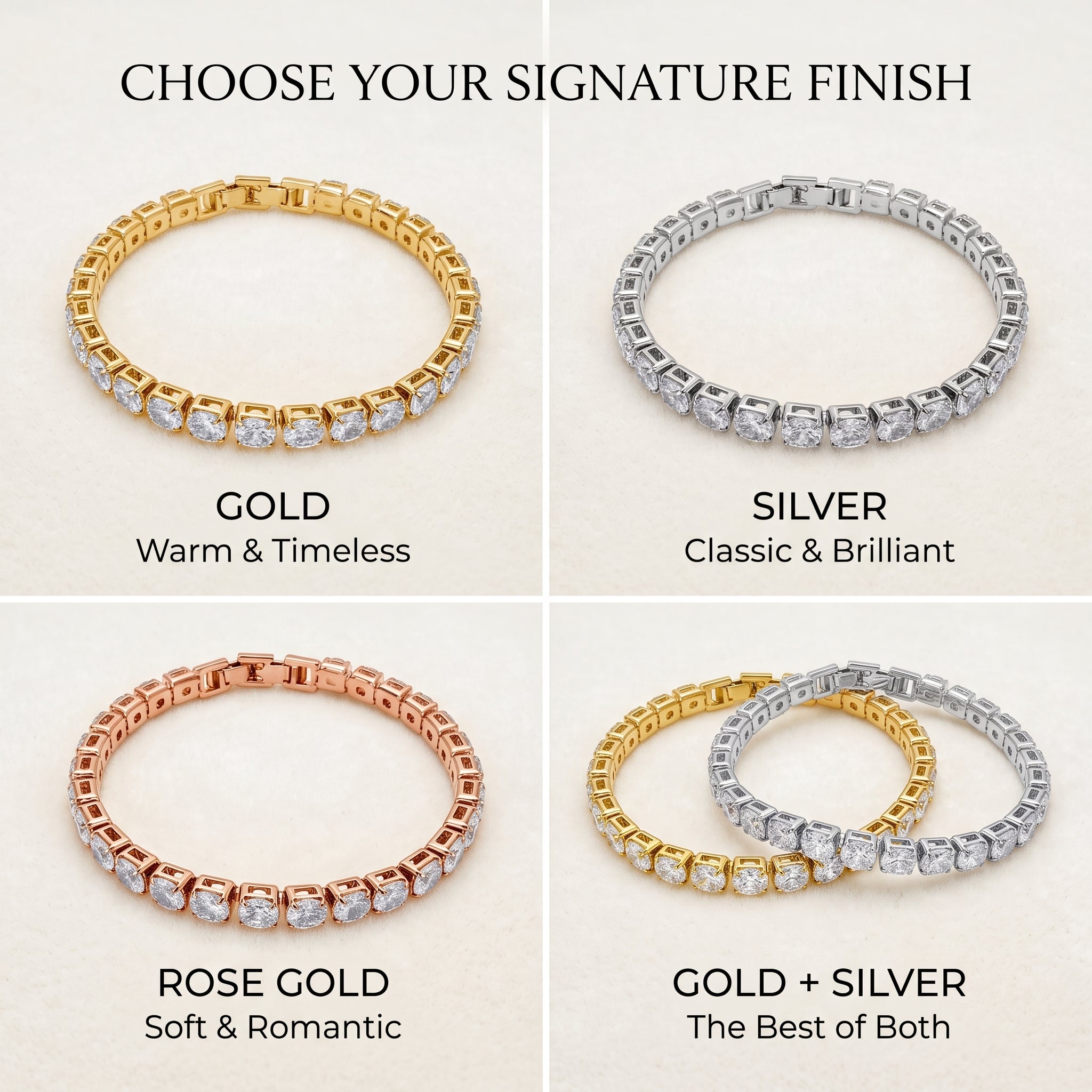 🔥 LAST DAY — 90% OFF 🔥 Dazzling 4mm Moissanite Tennis Bracelet – Diamond-Like Fire, 14K Gold Finish & Secure Double-Lock Clasp