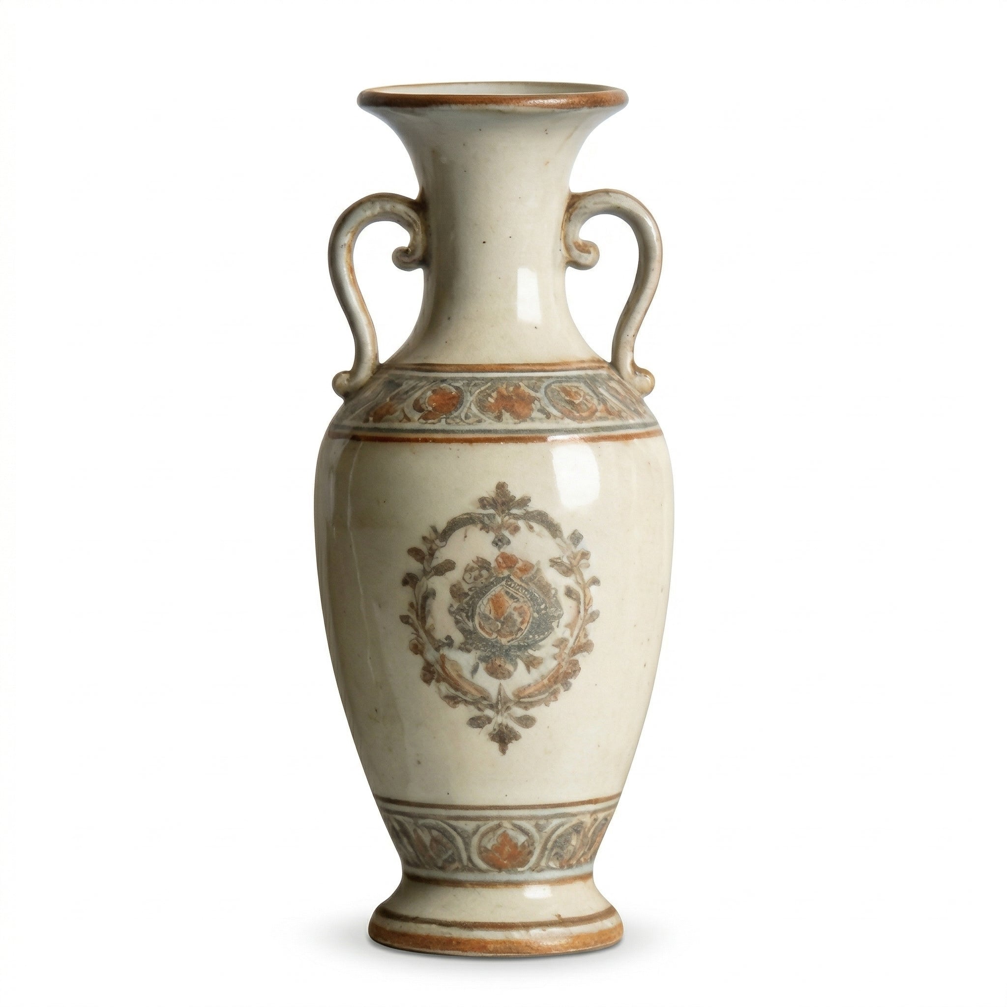 Vintage Double-Handle Decorative Ceramic Vase