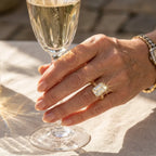 Timeless Elegance: Exquisite Elongated Emerald Cut Hand-Engraved Ring with Hidden Halo | Last Day Sale-90% OFF🔥