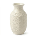 Embossed White Ceramic Floral Vase