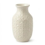 Embossed White Ceramic Floral Vase
