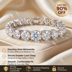 🔥 LAST DAY — 90% OFF 🔥 Dazzling 4mm Moissanite Tennis Bracelet – Diamond-Like Fire, 14K Gold Finish & Secure Double-Lock Clasp