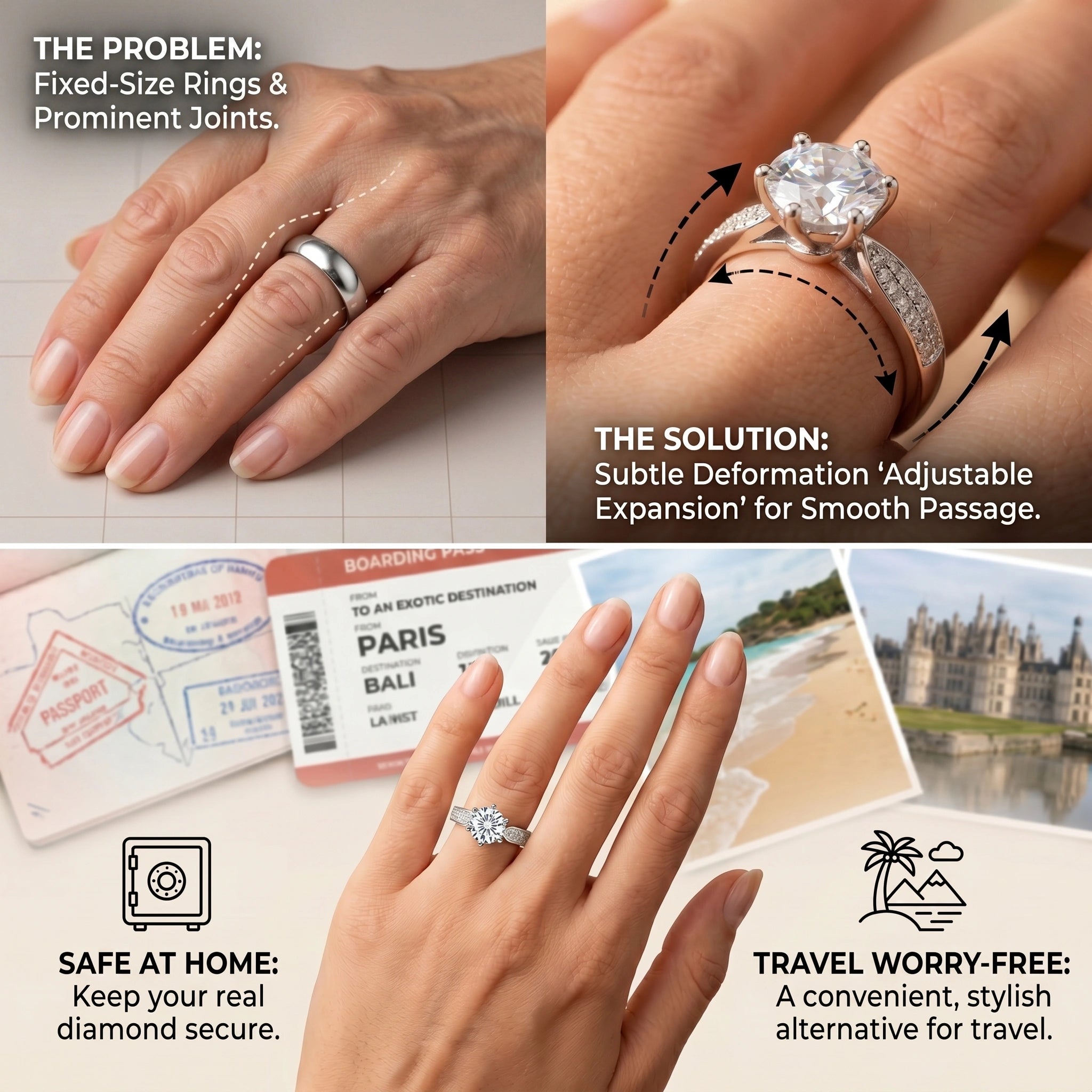✨ 80% OFF TODAY:The 2ct "Smart-Fit" Worry-Free Travel Ring