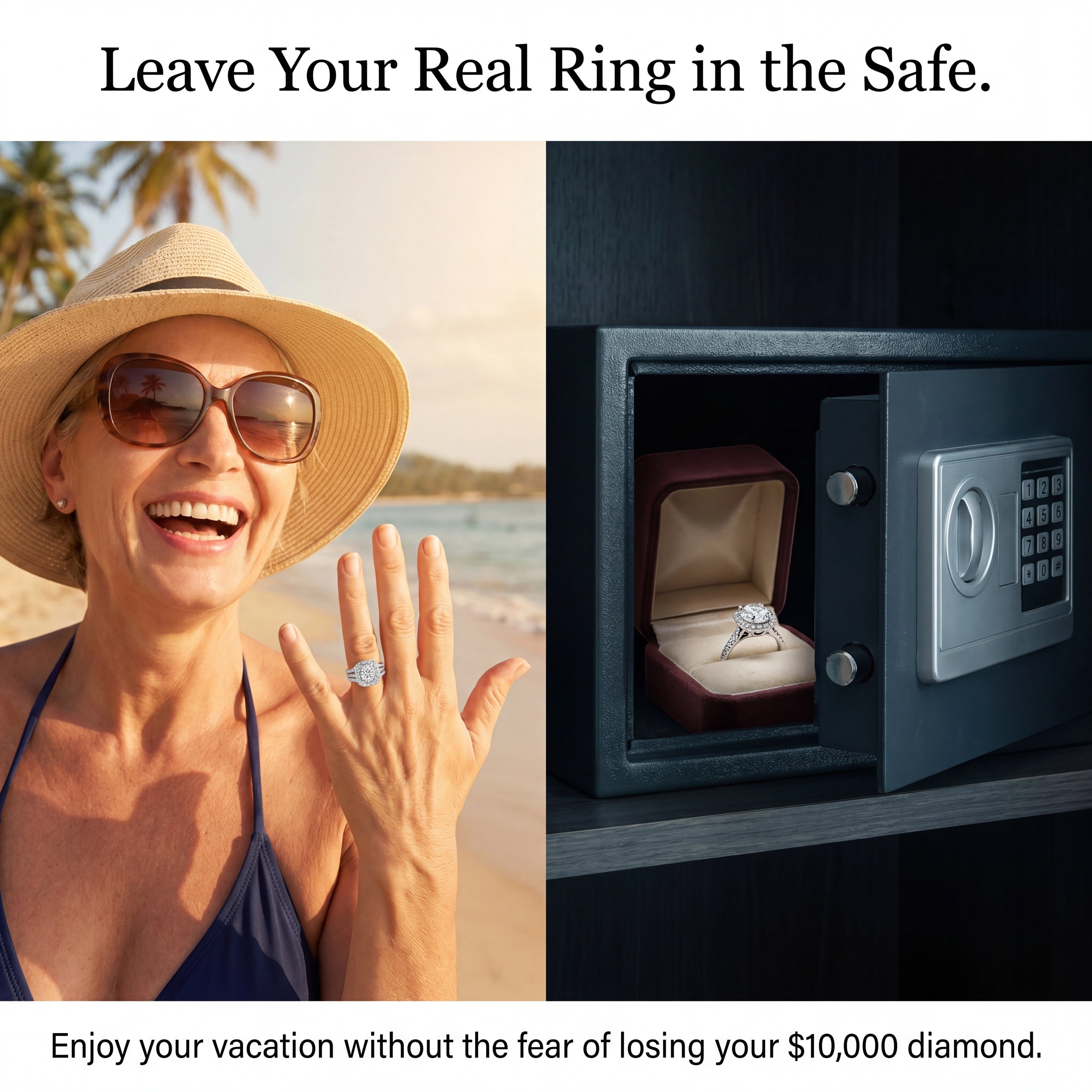 🚨 90% OFF TODAY: The "Serenity Riviera" Handcrafted Travel Ring: Solid 925 Silver Platinum Finish | Flawless 3.5ct Diamond Alternative