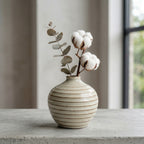 Round Ribbed Ceramic Bud Vase