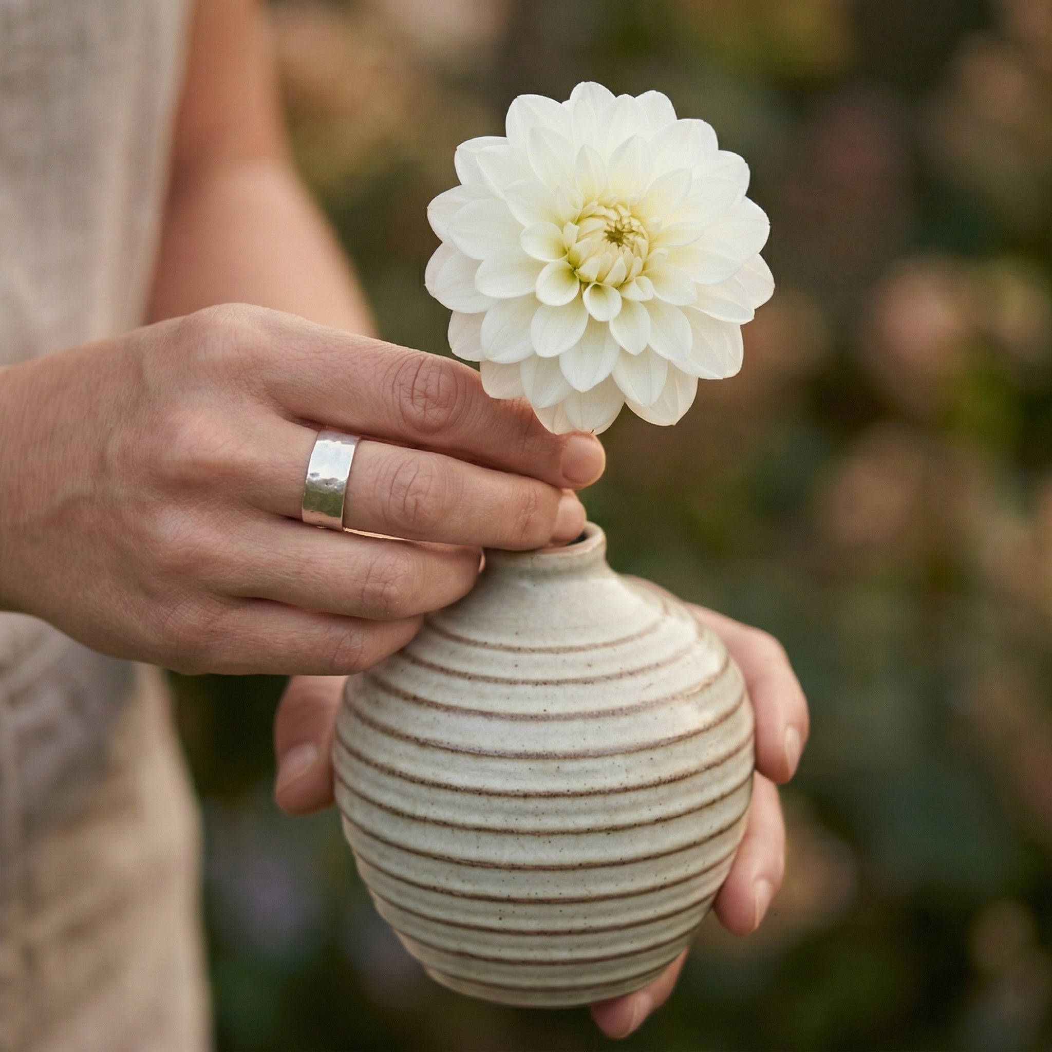 Round Ribbed Ceramic Bud Vase