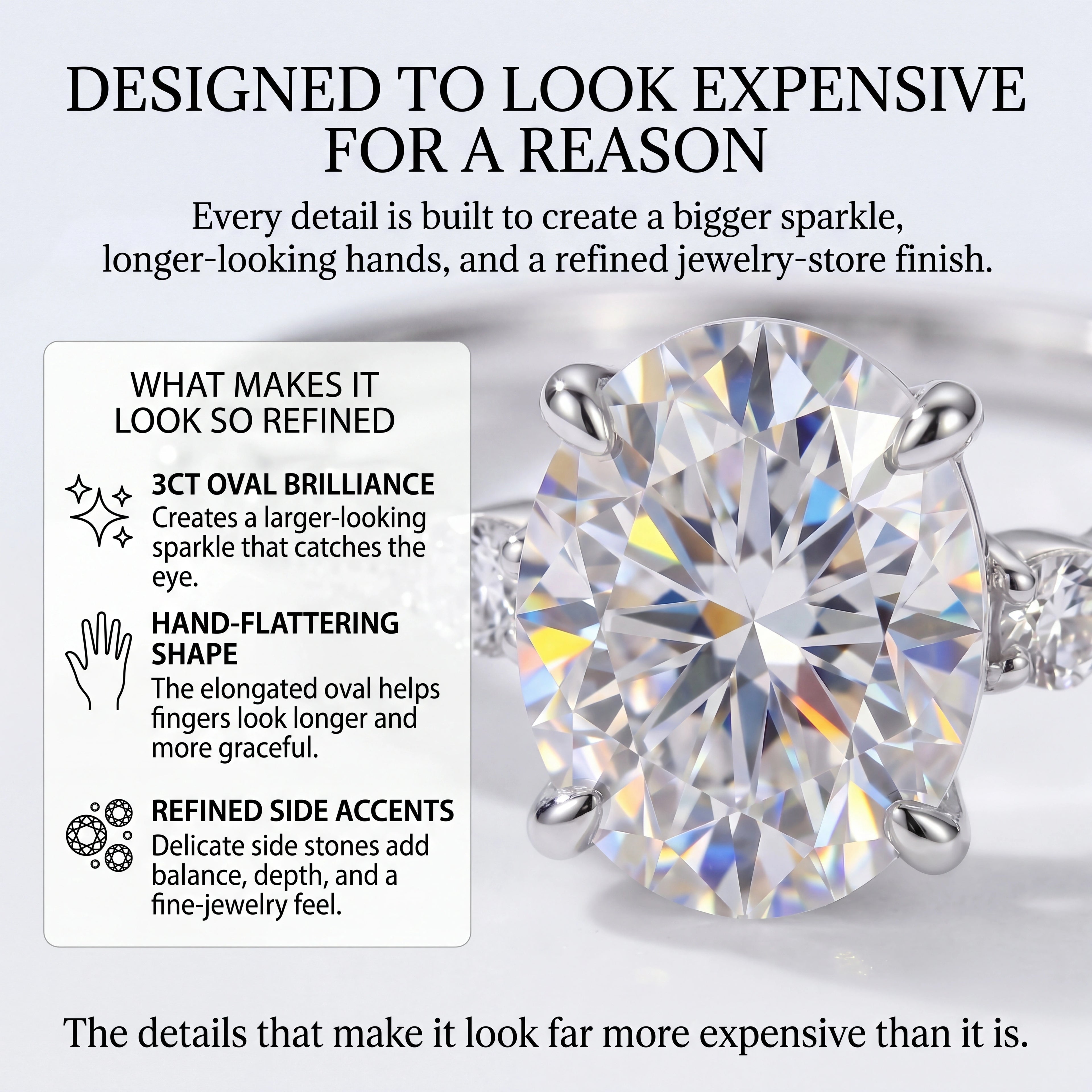 Last Day Sale-90% OFF🔥 The 3CT Oval Upgrade Ring — Longer-Looking Fingers & Everyday Comfort