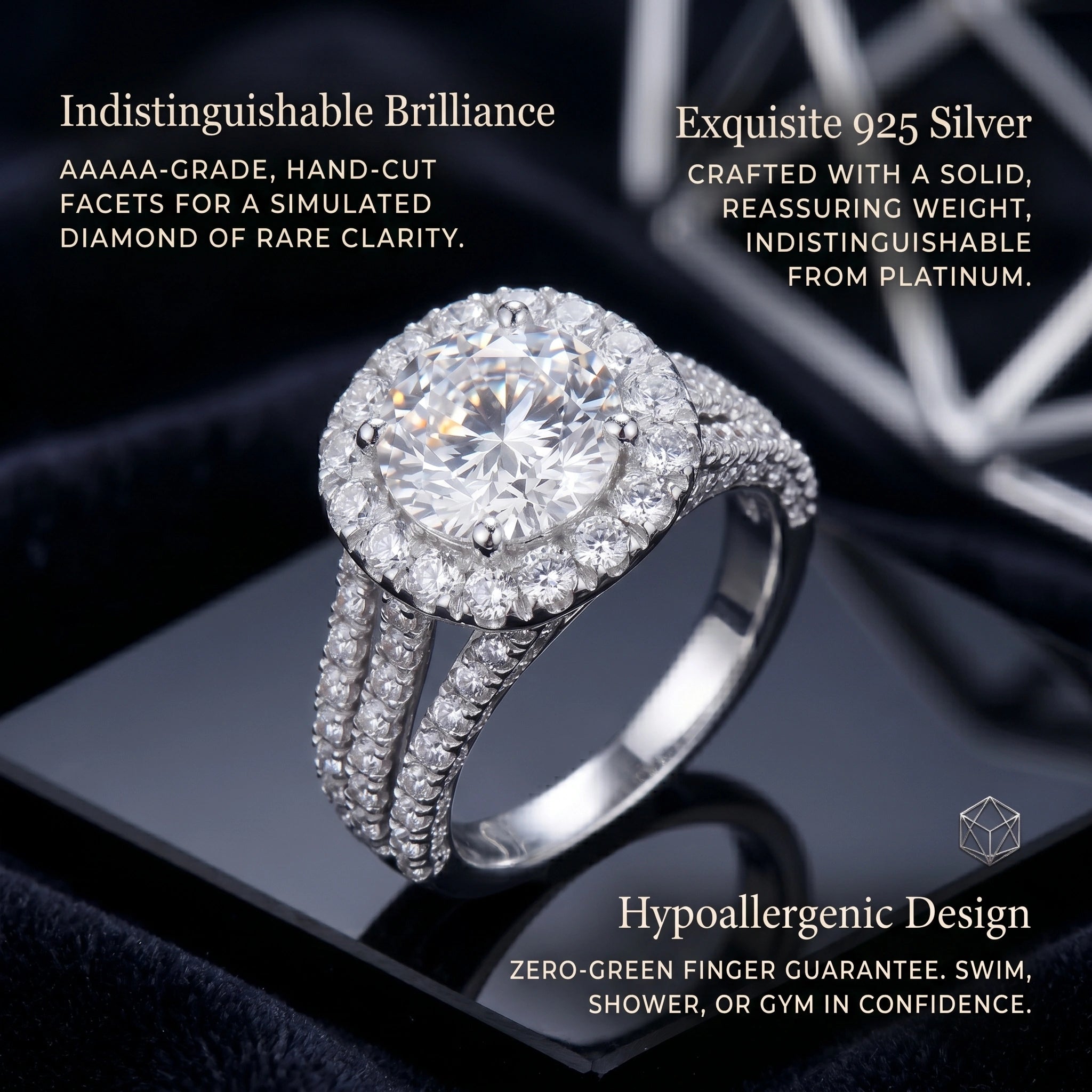 🚨 90% OFF TODAY: The "Serenity Riviera" Handcrafted Travel Ring: Solid 925 Silver Platinum Finish | Flawless 3.5ct Diamond Alternative