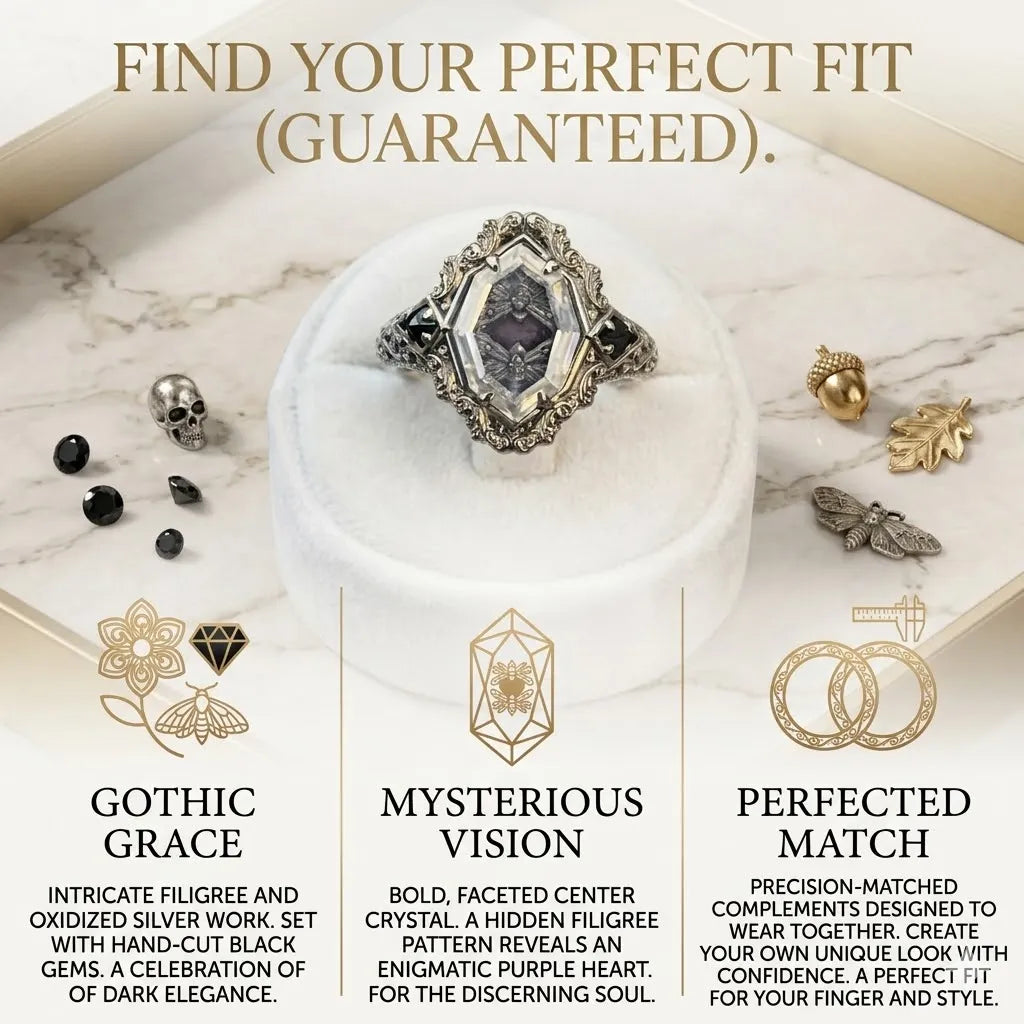 Timeless Vintage Silver Crystal Moth Statement Ring for Women — Last Day Sale-90% OFF🔥