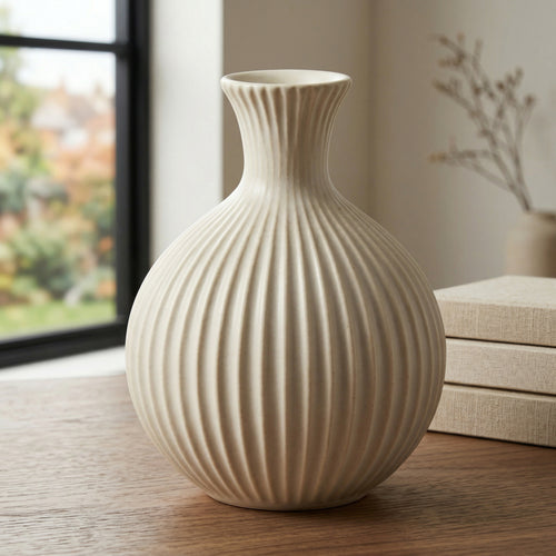 Fluted Ceramic Decorative Vase
