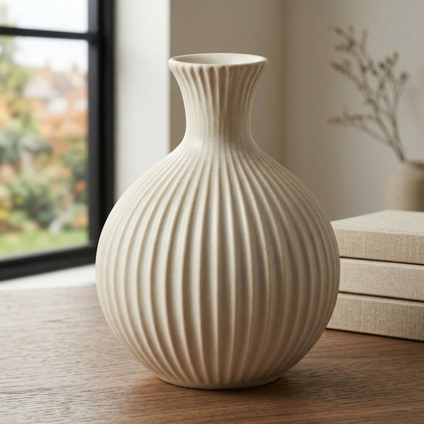 Fluted Ceramic Decorative Vase