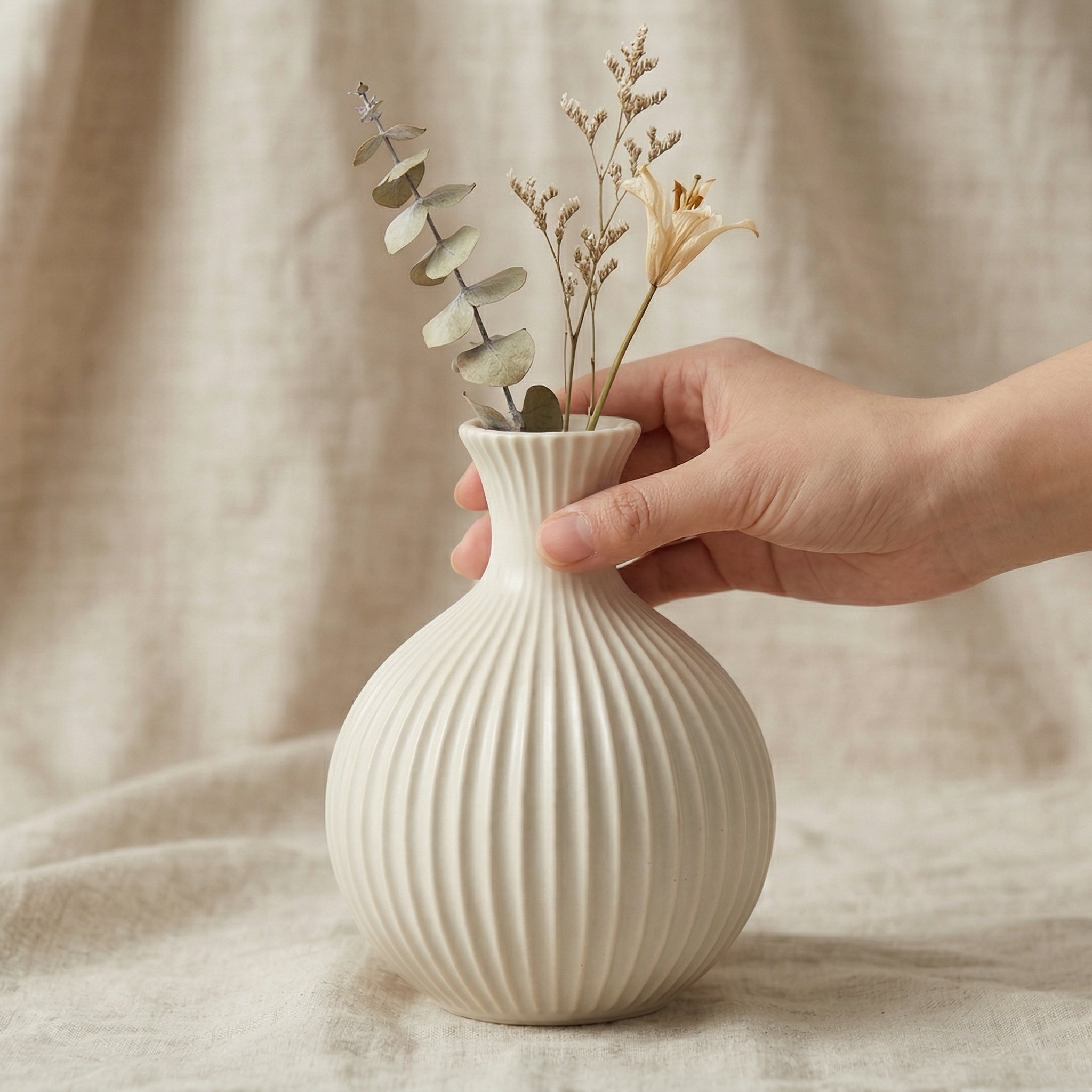 Fluted Ceramic Decorative Vase