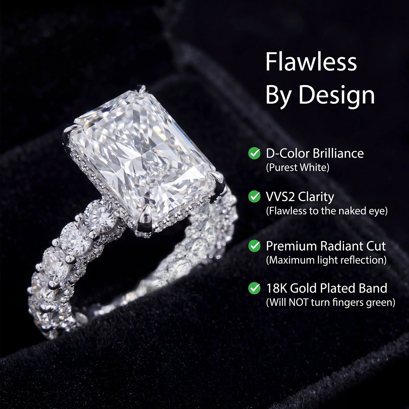 Viral Restock! 🚨 80% OFF The 5.51ct Radiant Illusion Ring - Elongates Fingers, Flawless $8k Look