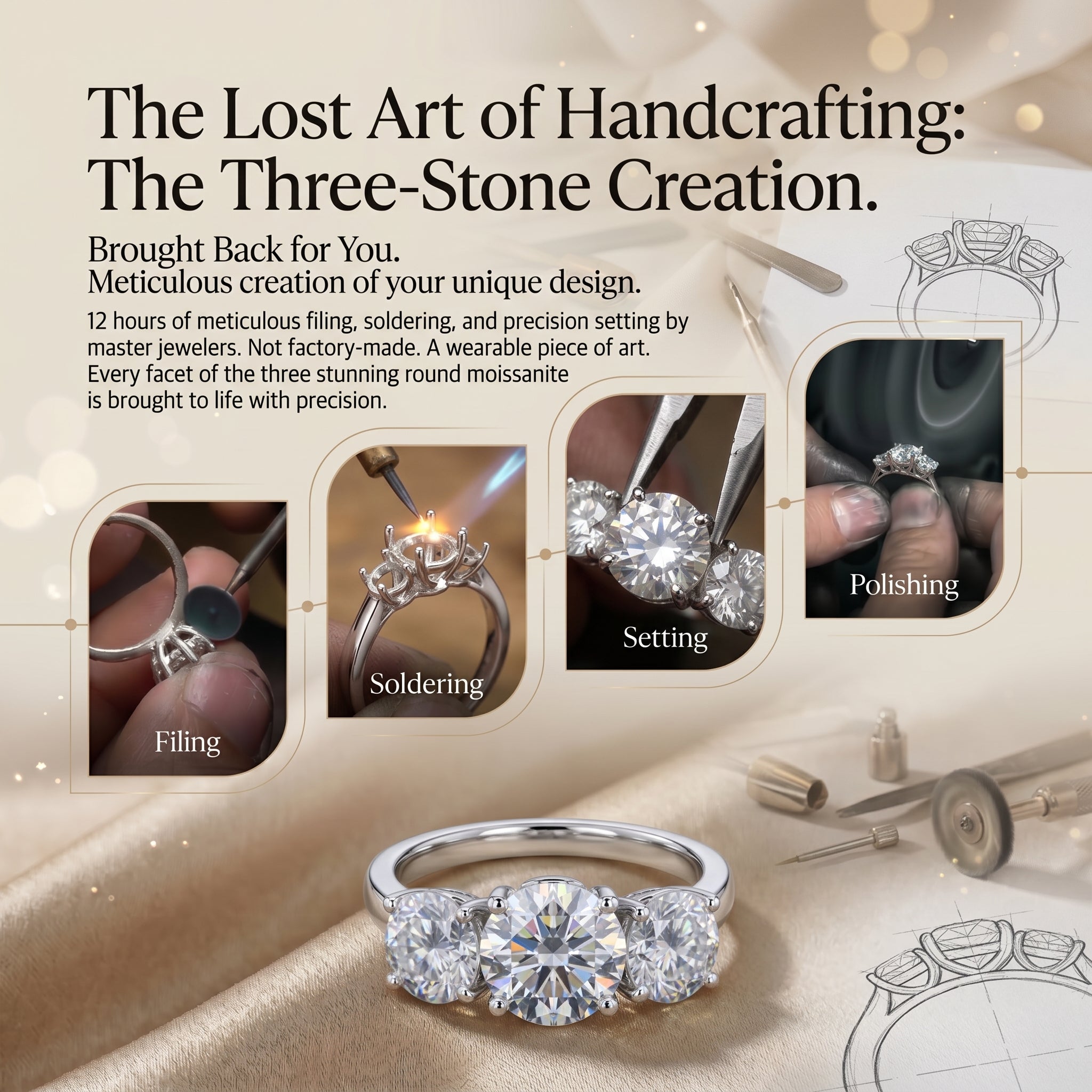LAST DAY Sale 🔓 80% OFF The Flawless 4-Carat Trinity Ring - Outshines Diamonds, Zero Guilt