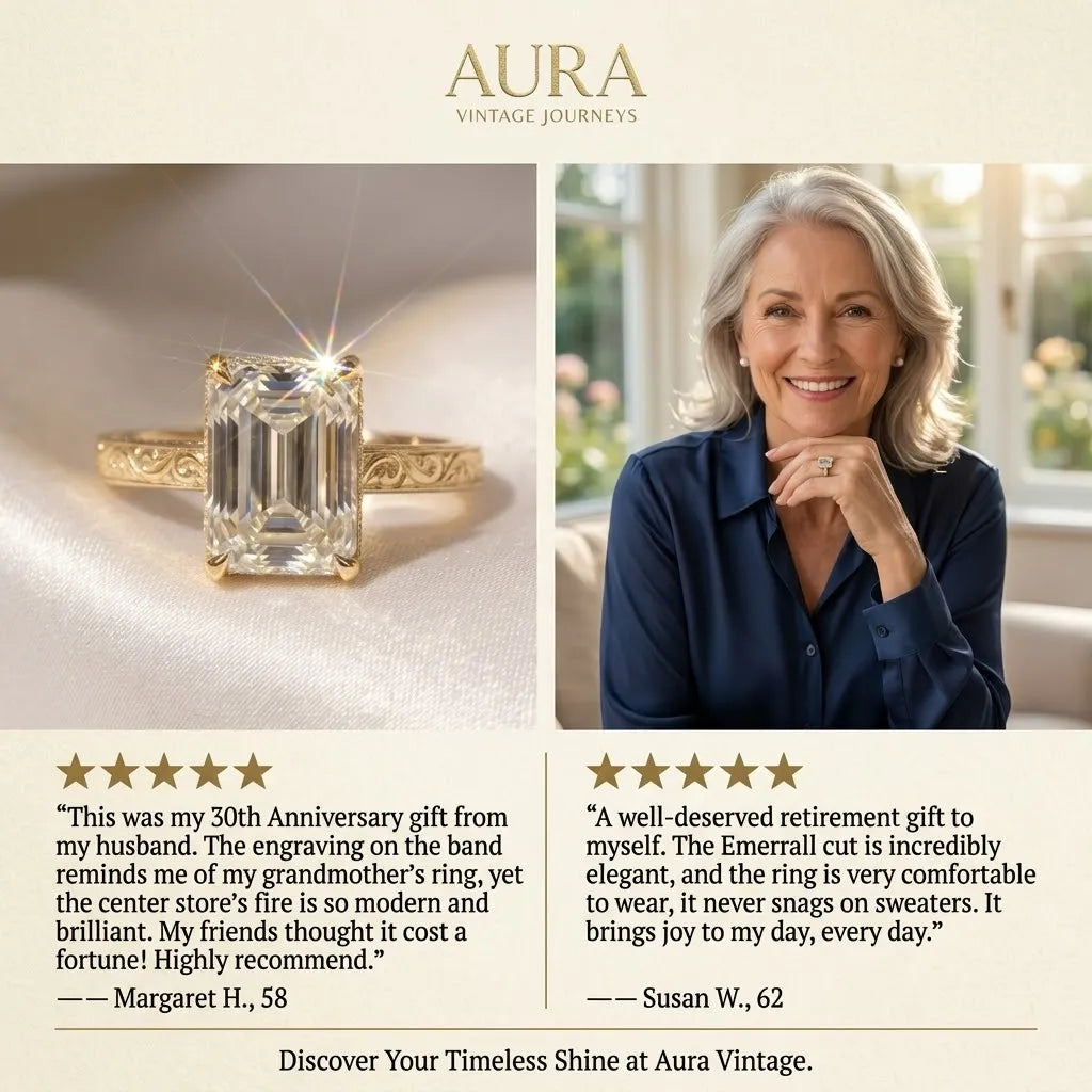 Timeless Elegance: Exquisite Elongated Emerald Cut Hand-Engraved Ring with Hidden Halo | Last Day Sale-90% OFF🔥