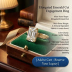 Timeless Elegance: Exquisite Elongated Emerald Cut Hand-Engraved Ring with Hidden Halo | Last Day Sale-90% OFF🔥