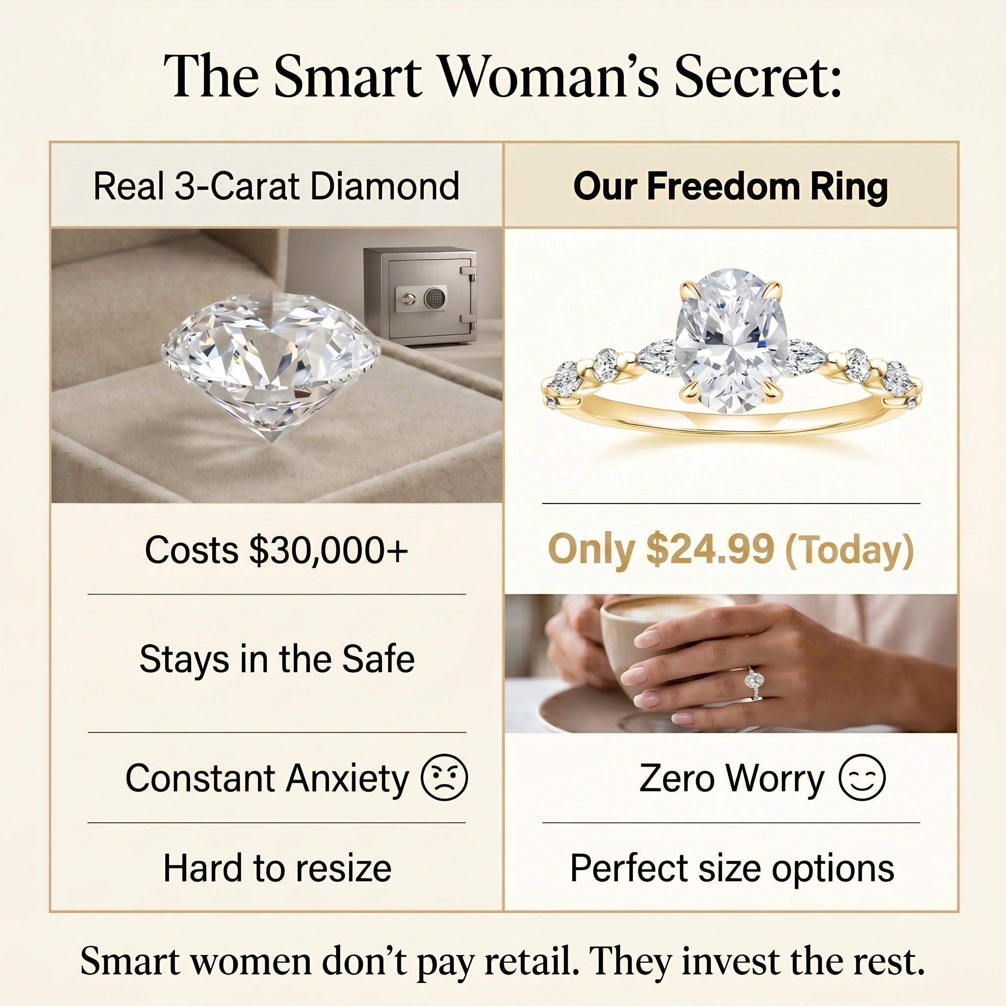 Last Day Sale-90% OFF🔥 The 3CT Oval Upgrade Ring — Longer-Looking Fingers & Everyday Comfort