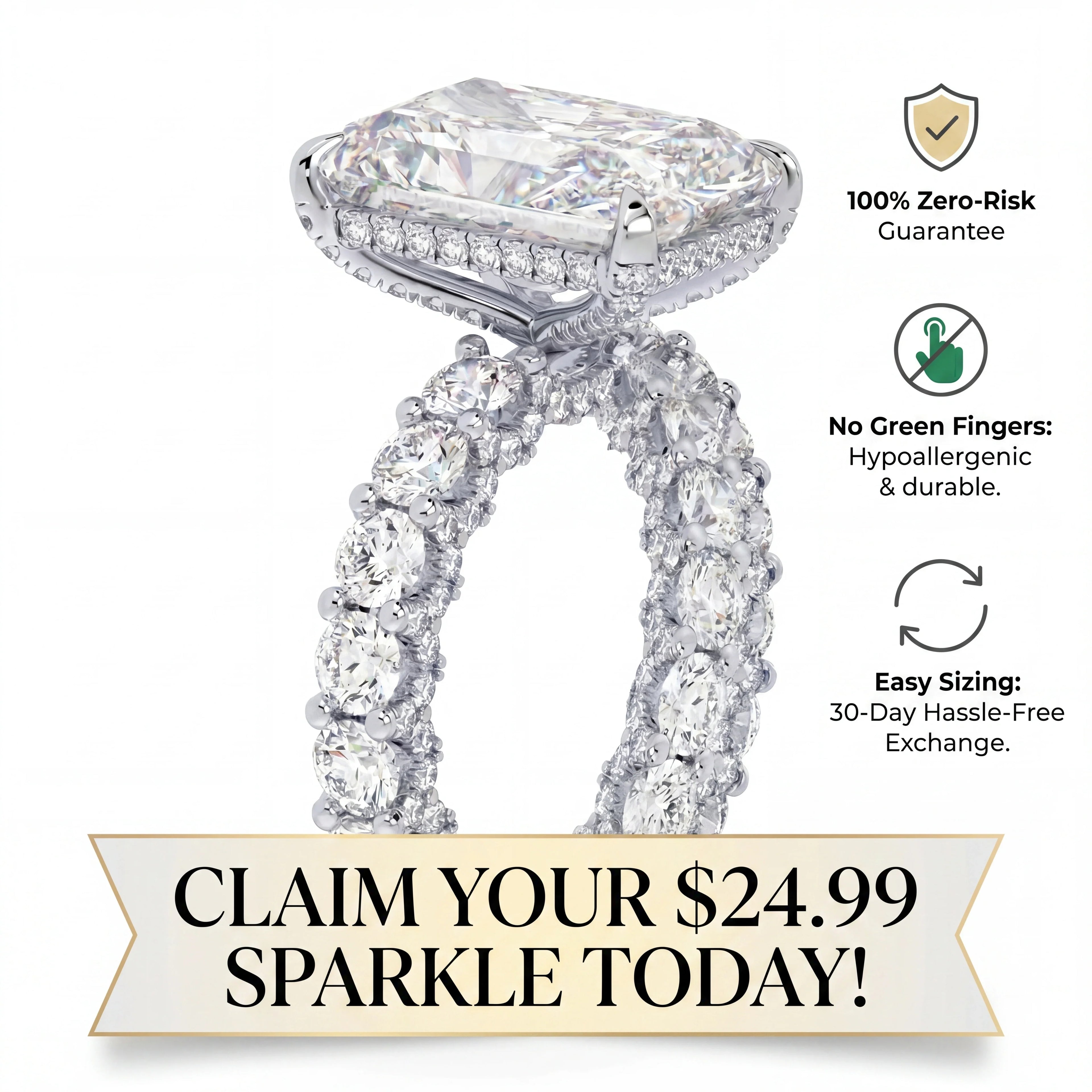 Viral Restock! 🚨 80% OFF The 5.51ct Radiant Illusion Ring - Elongates Fingers, Flawless $8k Look