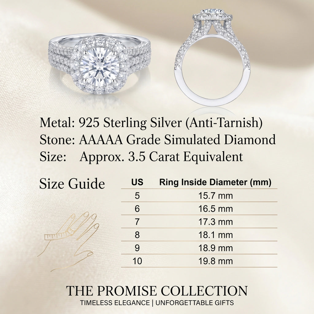 🚨 90% OFF TODAY: The "Serenity Riviera" Handcrafted Travel Ring: Solid 925 Silver Platinum Finish | Flawless 3.5ct Diamond Alternative