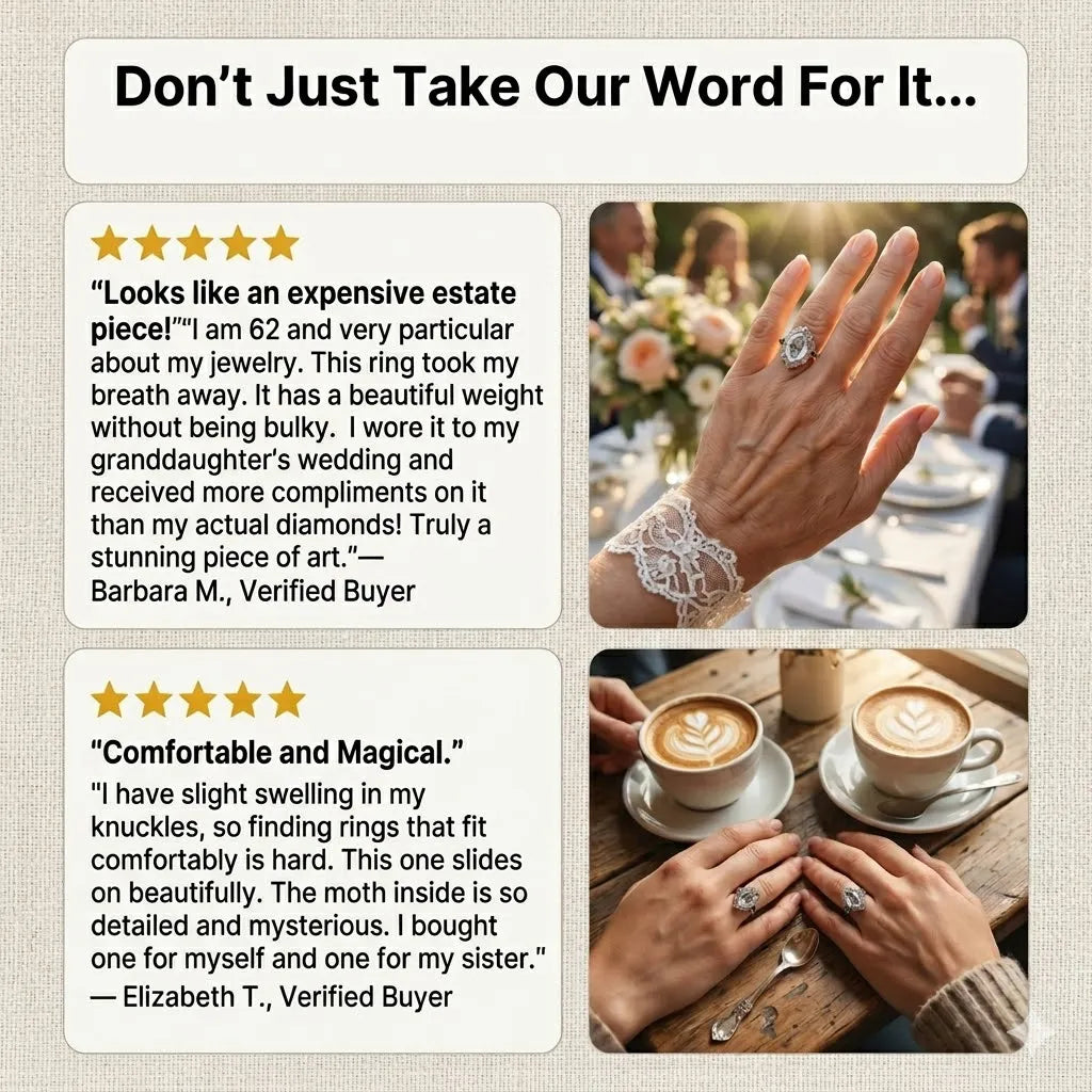 Timeless Vintage Silver Crystal Moth Statement Ring for Women — Last Day Sale-90% OFF🔥