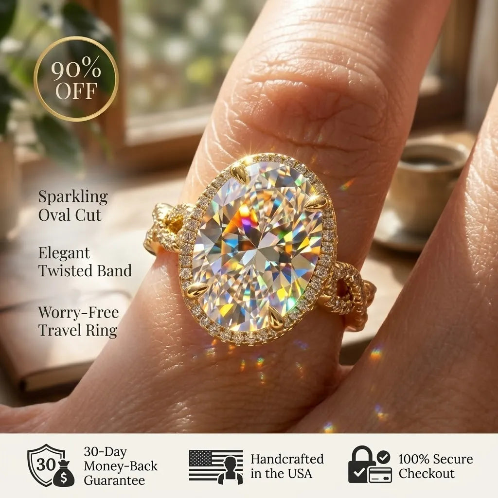 The Perfect Travel Ring: 1-6ct Oval Cut Twist Simulated Diamond Ring | Last Day Sale-90% OFF🔥