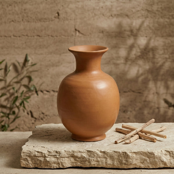 Rustic Brown Ceramic Decorative Vase