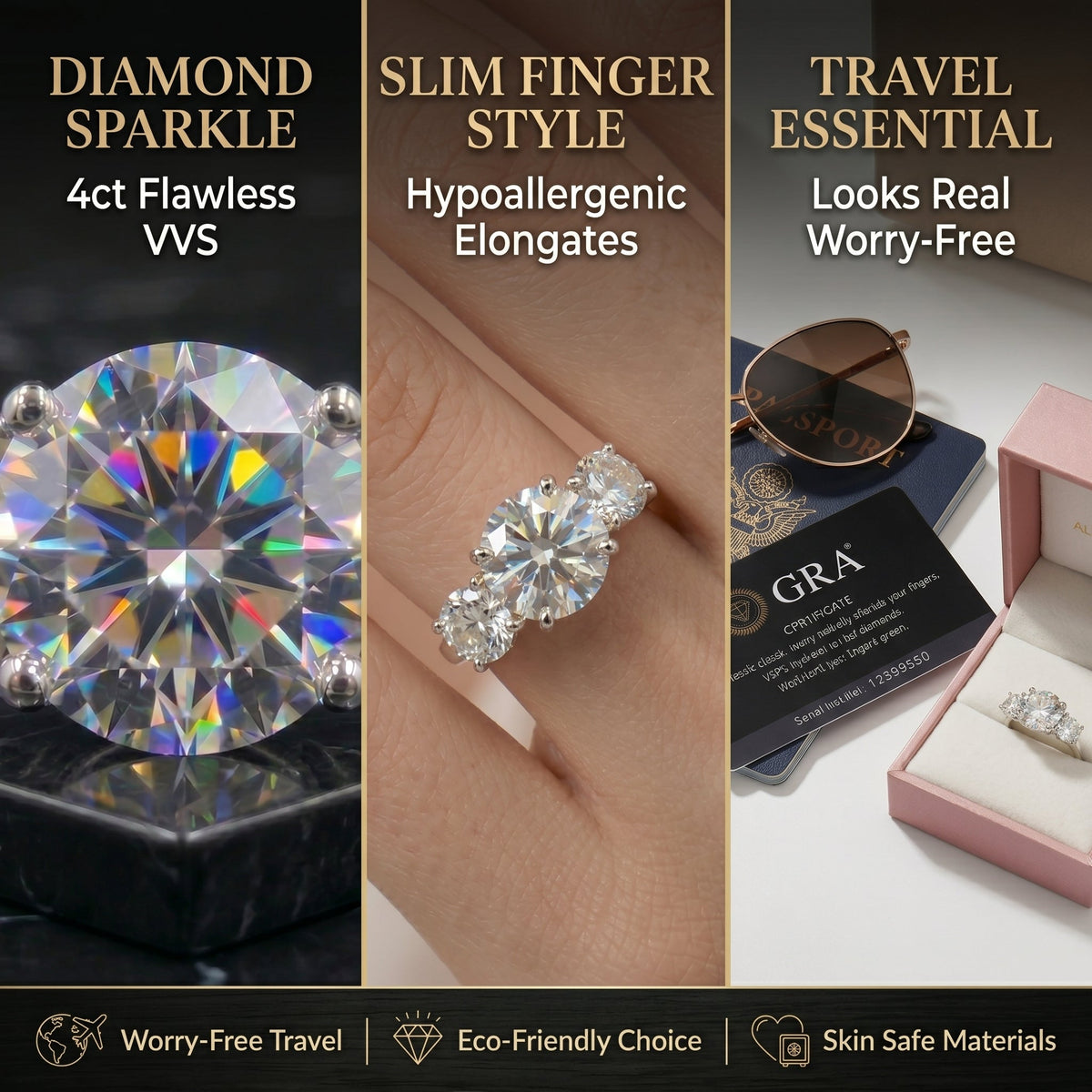 LAST DAY Sale 🔓 80% OFF The Flawless 4-Carat Trinity Ring - Outshines Diamonds, Zero Guilt