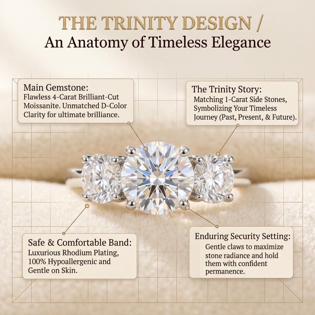 LAST DAY Sale 🔓 80% OFF The Flawless 4-Carat Trinity Ring - Outshines Diamonds, Zero Guilt