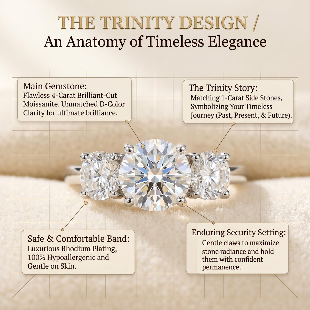 LAST DAY Sale 🔓 80% OFF The Flawless 4-Carat Trinity Ring - Outshines Diamonds, Zero Guilt
