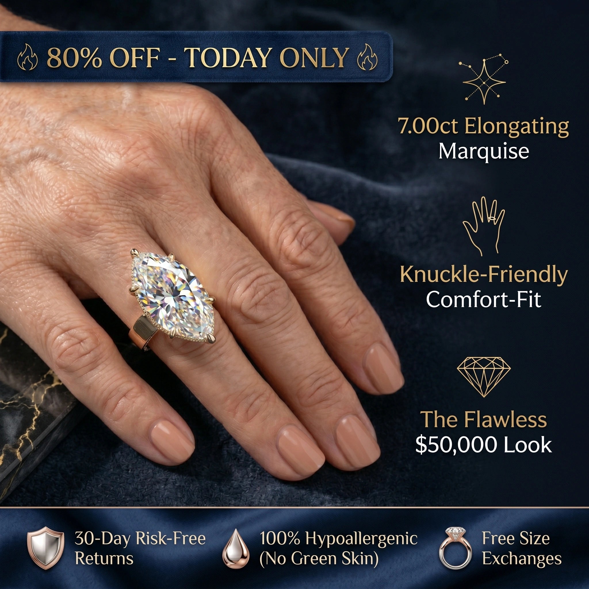 🚨 80% OFF TODAY: The 7ct Marquise "Duchess" Comfort Ring
