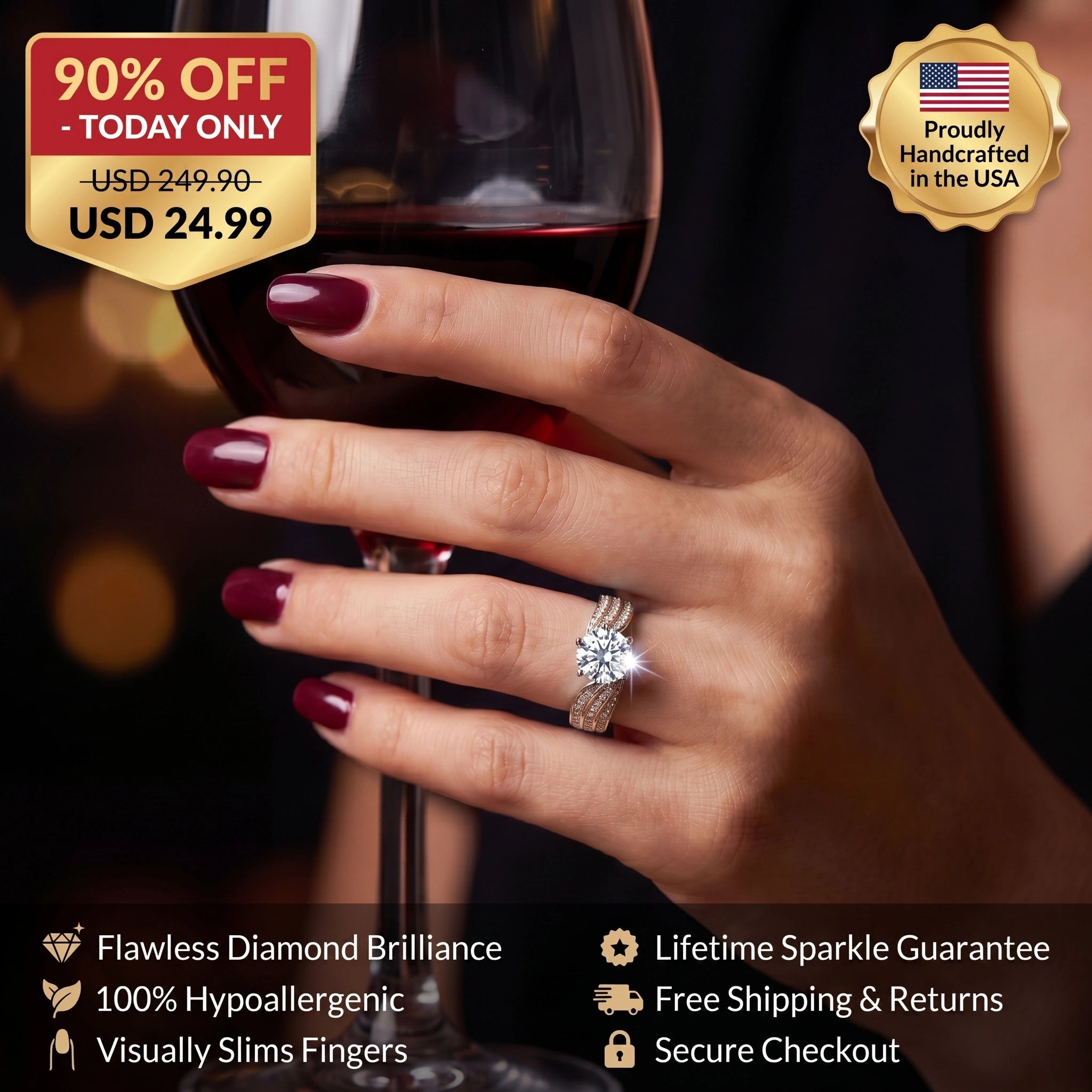 🚨 90% OFF TODAY: The 7ct Brilliant Round "Duchess" Comfort Ring