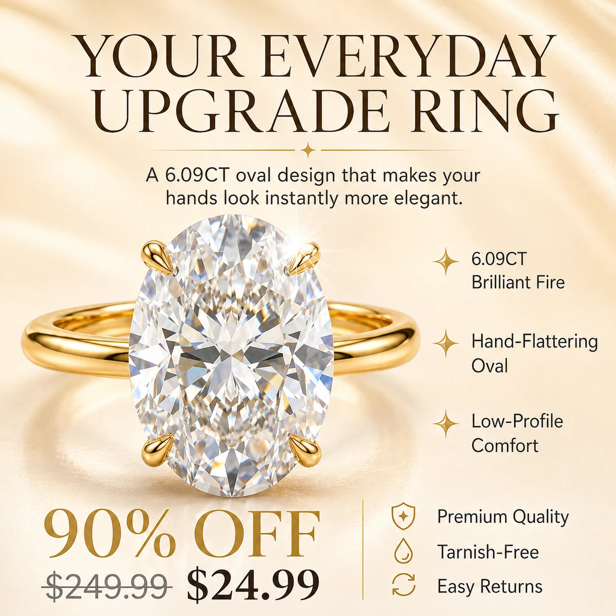 The Monte Carlo™ 6.09ct Oval Ring — Bigger Sparkle & Elegant Hands| Last Day Sale-90% OFF🔥