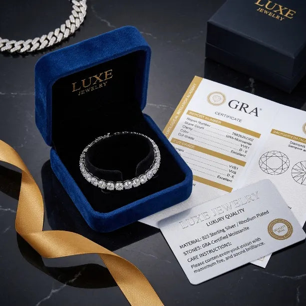 🔥 LAST DAY — 90% OFF 🔥 Dazzling 4mm Moissanite Tennis Bracelet – Diamond-Like Fire, 14K Gold Finish & Secure Double-Lock Clasp