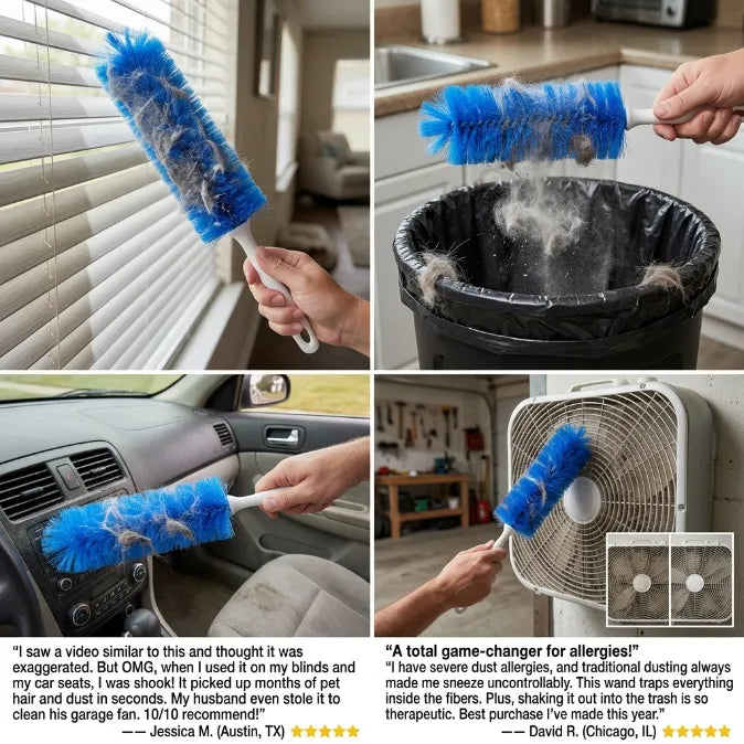 360° Bendable Microfiber Dust & Hair Duster – Flexible Gap Cleaner Brush for Blinds, AC Vents, Tower Fans & Pet Hair– Last Day 50% OFF 🔥
