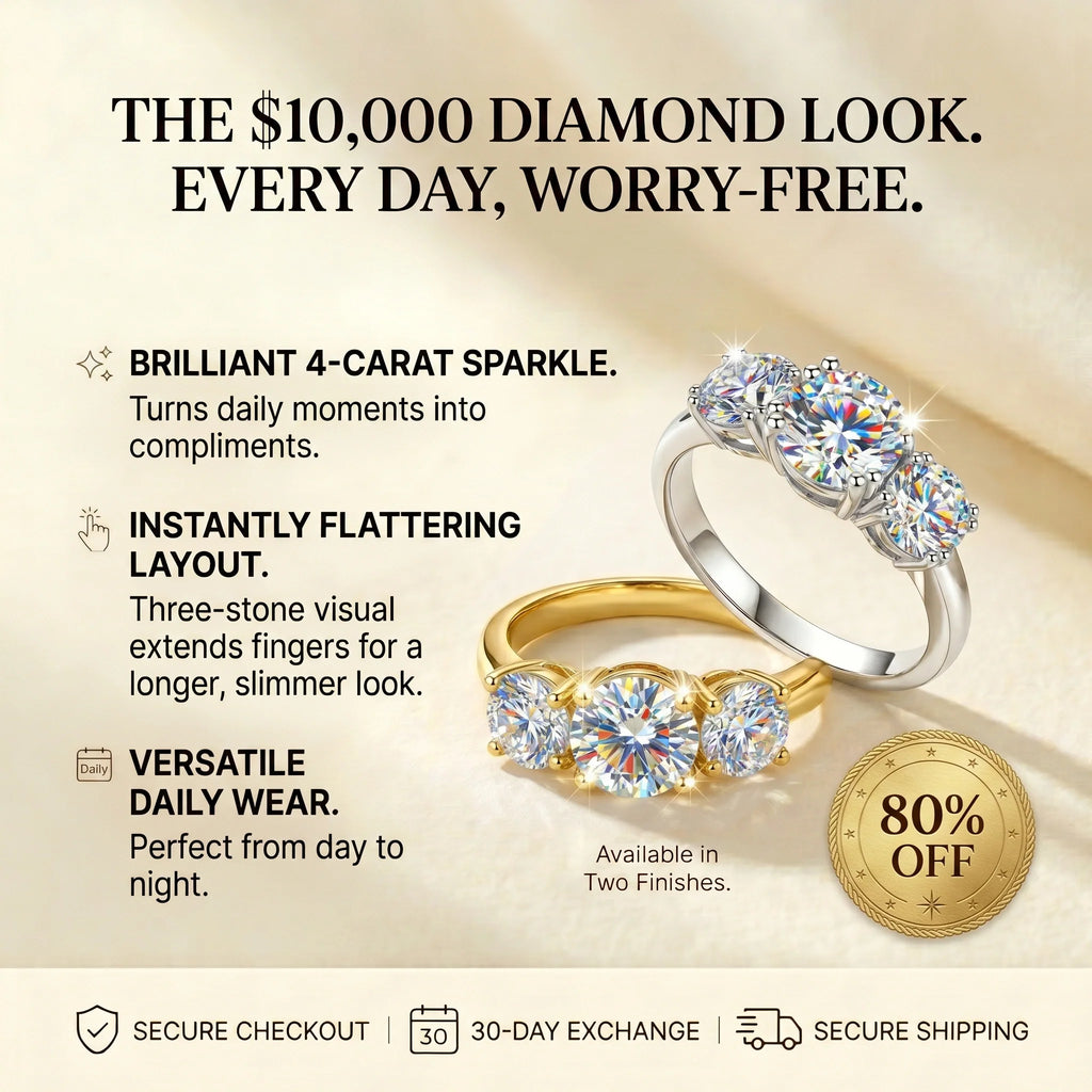 LAST DAY Sale 🔓 80% OFF The Flawless 4-Carat Trinity Ring - Outshines Diamonds, Zero Guilt